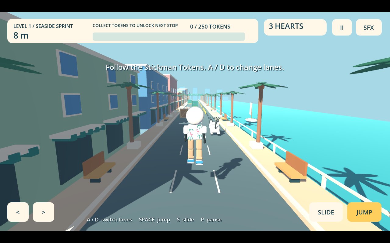 Gameplay: jumping obstacles on the waterfront